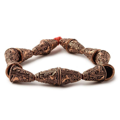 16x12mm Antiqued Copper Cone Granulated Bali Design 8 in 14 pcs