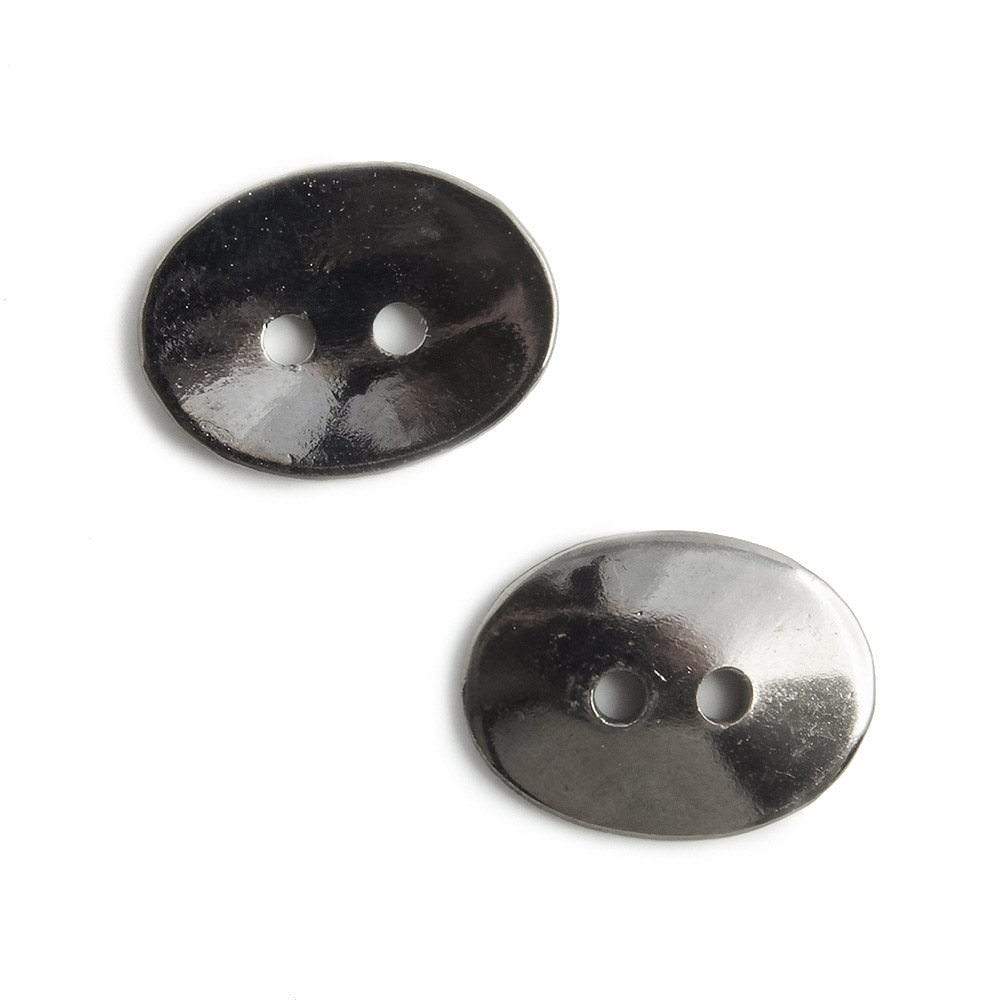 16x12mm Black Gold Oval Button, 10 pieces