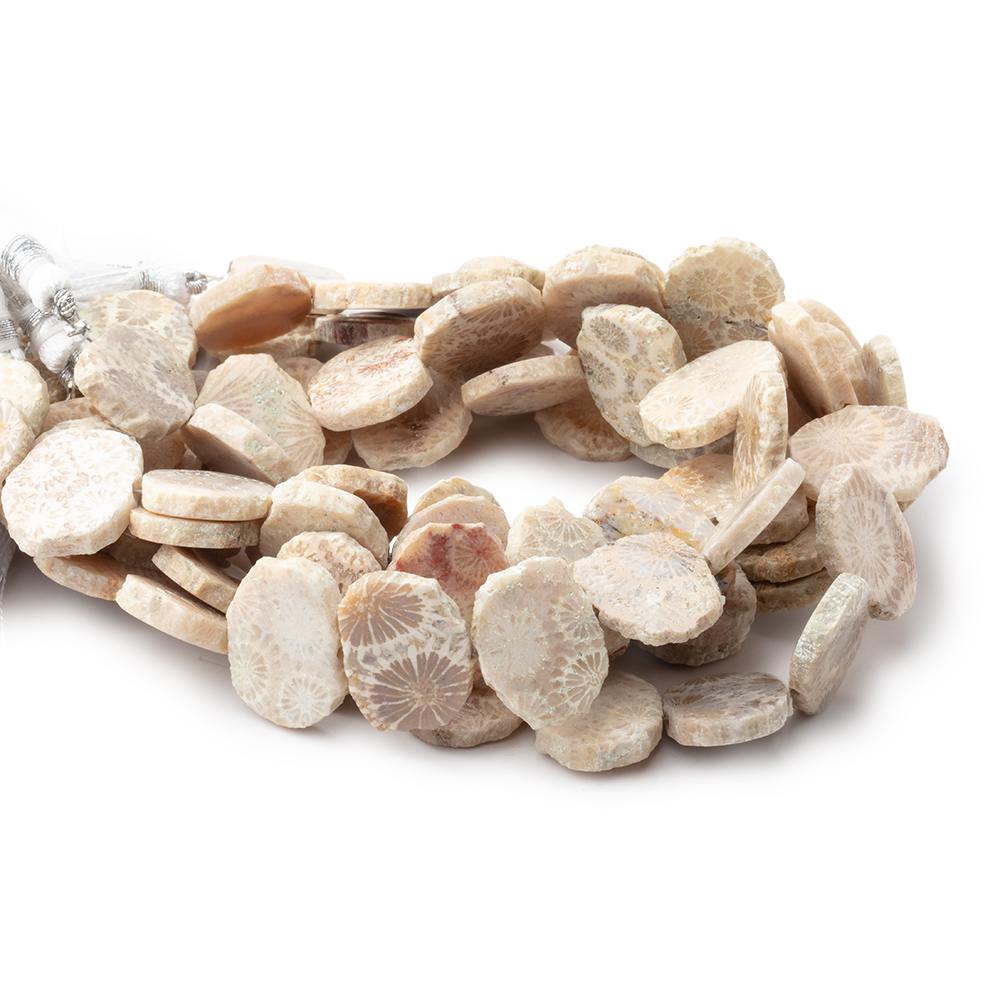 16x12mm Fossil Coral Side Drilled Slice Beads 7.5 inch 16 pieces
