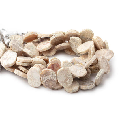 16x12mm Fossil Coral Side Drilled Slice Beads 7.5 inch 16 pieces
