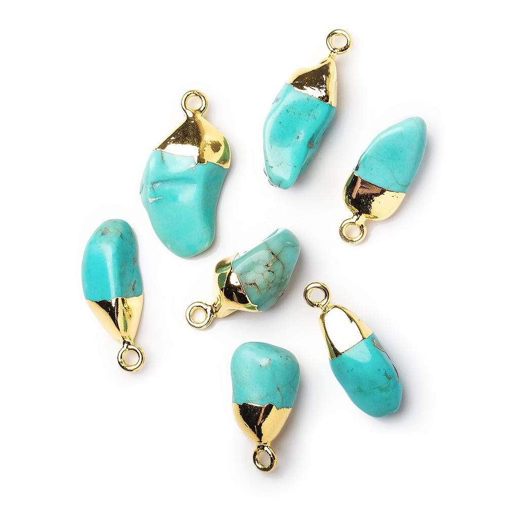 16x12mm Gold Leafed Turquoise plain freeform Pendant 1 piece
