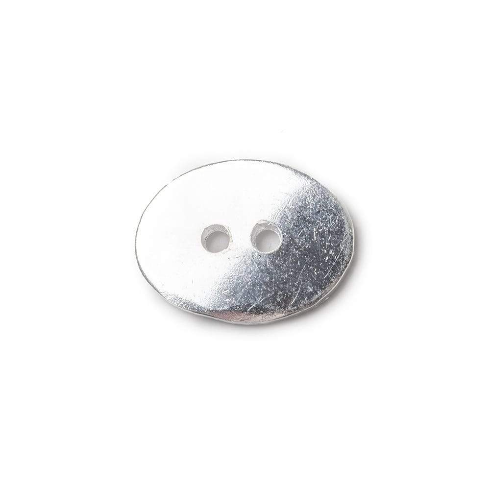 16x12mm Silver plated Oval Button, 10 pieces