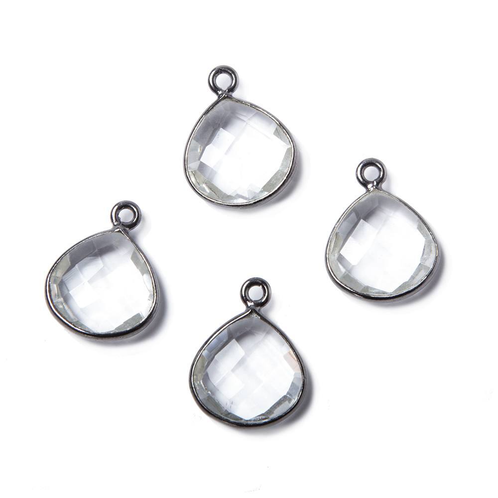 16x12mmOxidized Silver Bezeled Crystal Quartz faceted heart Pendant 1 piece