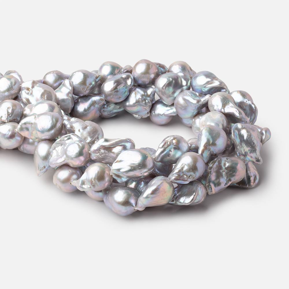 16x13-22x15mm Silver Ultra Baroque Freshwater Pearls 15.5 inch 18 pieces