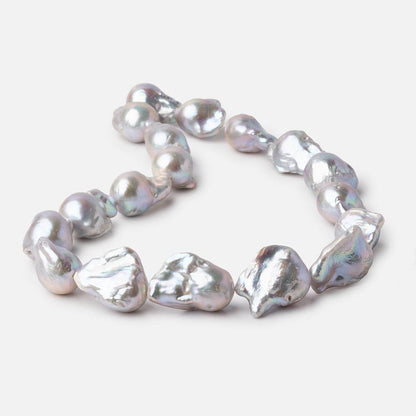 16x13-22x15mm Silver Ultra Baroque Freshwater Pearls 15.5 inch 18 pieces