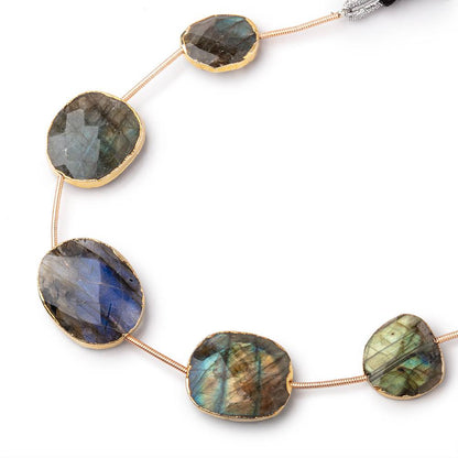 16x13-22x18mm Gold Leafed Labradorite Faceted Nugget Strand 5 Beads