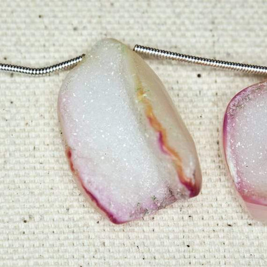 16x13-28x17mm Sorbet Pink Agate Drusy Freeform Beads 11 pieces