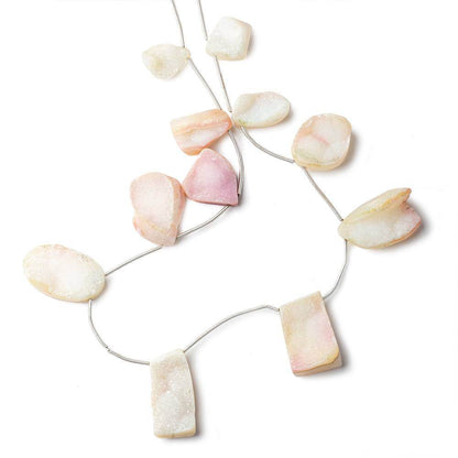 16x13-28x17mm Sorbet Pink Agate Drusy Freeform Beads 11 pieces