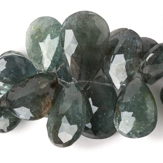 16x13-33x21mm Moss Aquamarine Faceted Pear Beads 9 inch 33 pcs