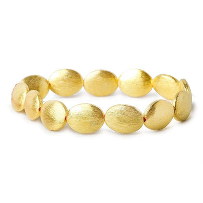 16x13mm 22kt Gold plated Bead Brushed Oval 8 inch 13 pieces