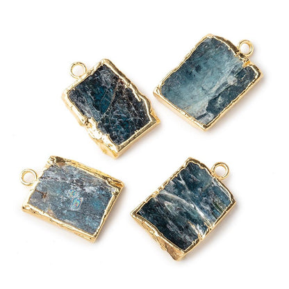 16x13mm average Gold Leafed Blue Kyanite Slice Pendant 1 piece