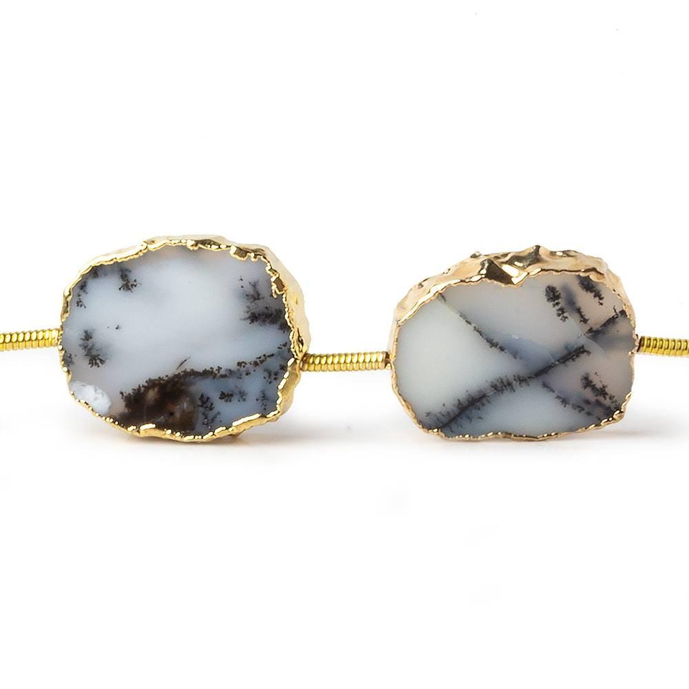 16x13mm Gold Leafed Dendritic Opal slice Strand 8 inch 10 pieces