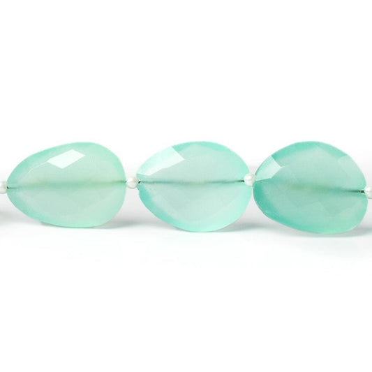 16x13mm Sea Blue Chalcedony straight drilled faceted nugget beads 8 inch 11 pieces A