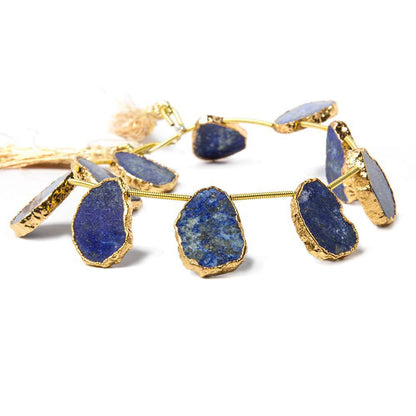 16x13mm to 17x13mm Gold Leafed Lapis Top Drilled Slices 8 inch 10 pieces