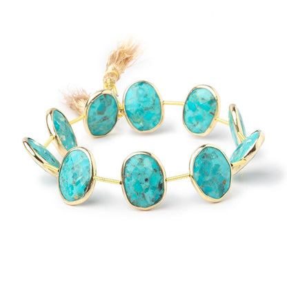 16x13mm Vermeil Bezel Turquoise Side Drill Nuggets 7.5 inch 10 Beads