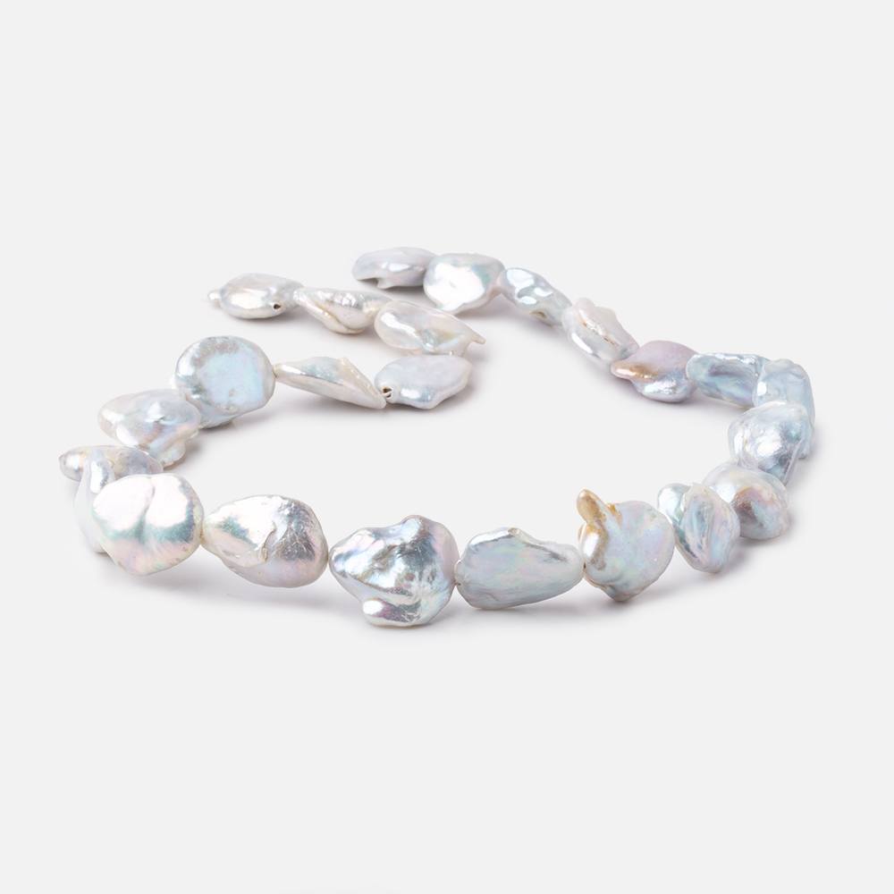 16x14-21x15mm Off White Straight Drilled Keshi Freshwater Pearls 16 inch 18 beads