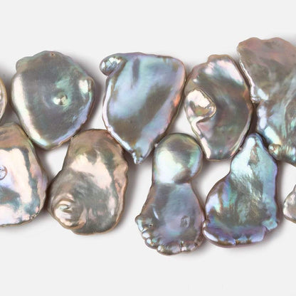 16x14-23x20mm Silver Peacock Ultra Keshi Freshwater Pearls 16 inch 41 pcs AAA