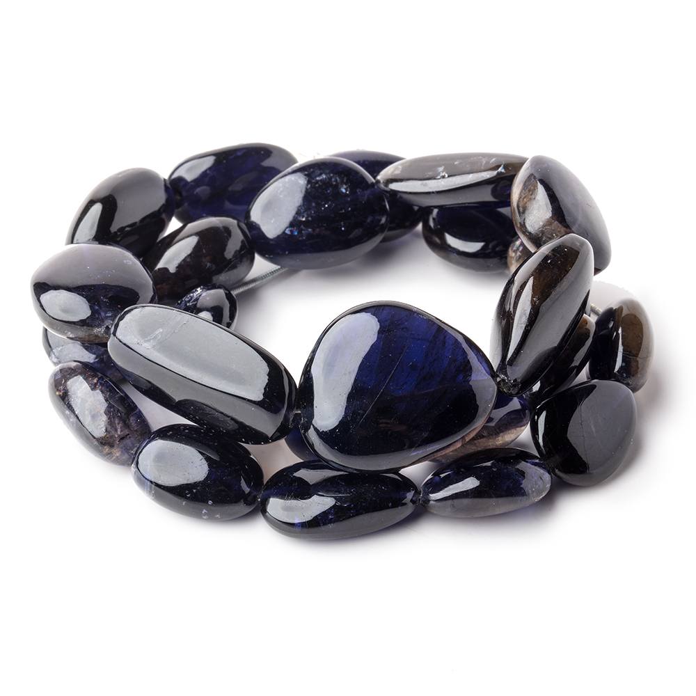 16x14-30x16mm Iolite plain nugget beads 20 inch 25 beads AAA+