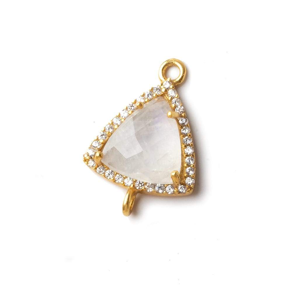 16x14.5mm Gold CZ Bezel Rainbow Moonstone Triangle Connector 1 piece
