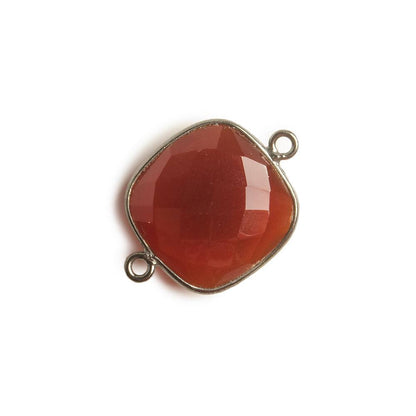 16x16mm Black Gold Bezel Autumn Orange Chalcedony Cushion Connector 1 piece