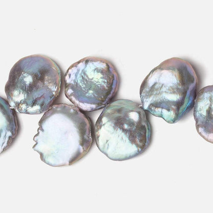 16x17-19x20mm Silver Peacock Top Drilled Ultra Keshi Pearls 16 inch 36 pieces AA