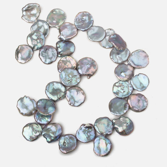 16x17-19x20mm Silver Peacock Top Drilled Ultra Keshi Pearls 16 inch 36 pieces AA