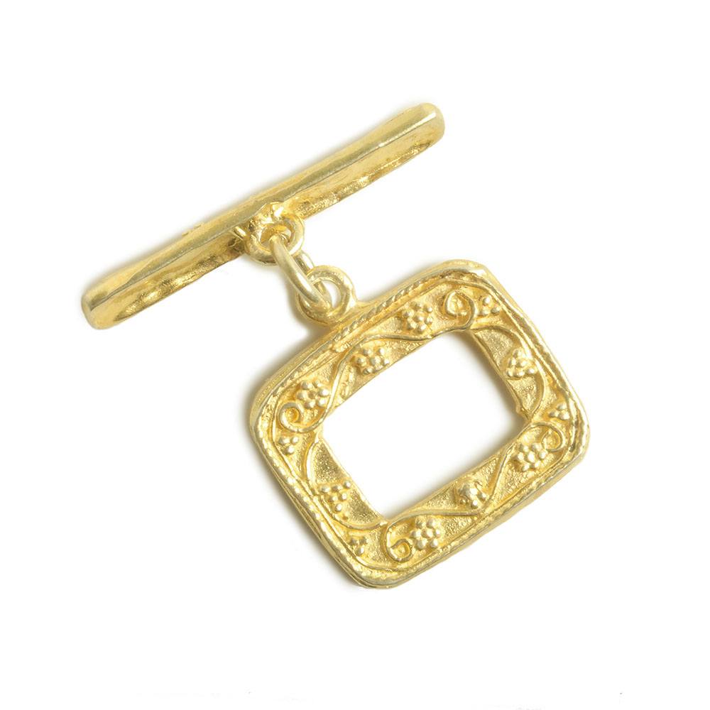 16x19mm Vermeil Rectangular Granulated Bead Floral Toggle 1 piece