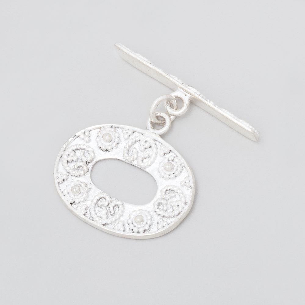 16x21.5mm Sterling Silver Oval Toggle with Twisted Rope Design 1 piece