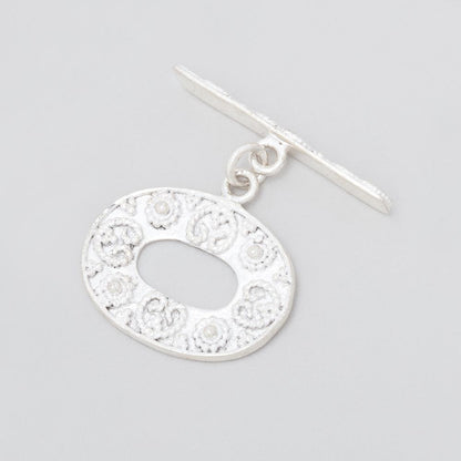 16x21.5mm Sterling Silver Oval Toggle with Twisted Rope Design 1 piece