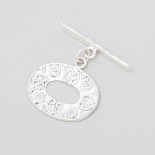 16x21.5mm Sterling Silver Oval Toggle with Twisted Rope Design 1 piece