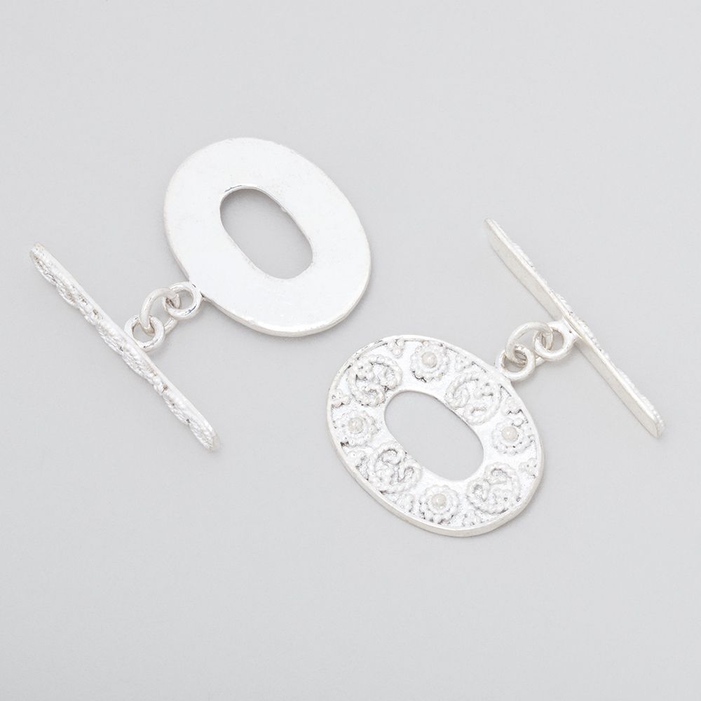 16x21.5mm Sterling Silver Oval Toggle with Twisted Rope Design 1 piece