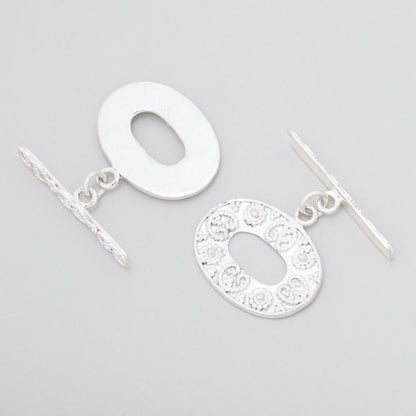 16x21.5mm Sterling Silver Oval Toggle with Twisted Rope Design 1 piece