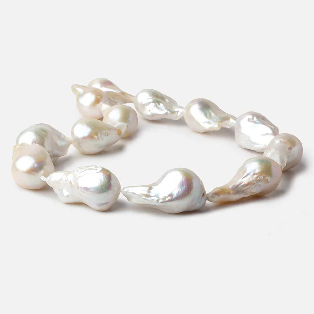 16x28-17x38mm Cream White Ultra Baroque Freshwater Pearls 16 inch 13 pieces AAA grade