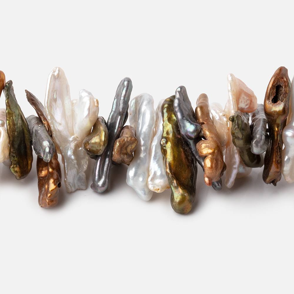 16x4-20x5mm Multi Color Biwa Freshwater Pearls 15 inch 136 beads