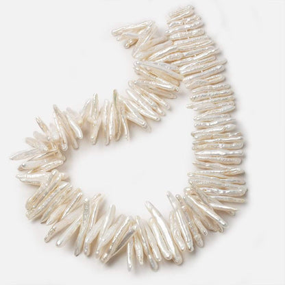 16x4-37x5mm White Side Drilled Biwa Freshwater Pearls 14.5 inch 100 pieces