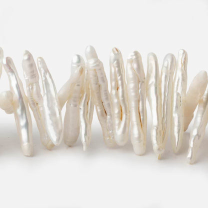 16x4-37x5mm White Side Drilled Biwa Freshwater Pearls 14.5 inch 100 pieces