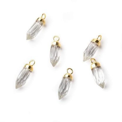 16x5mm Gold Leafed Crystal Quartz Spike Pendant 1 piece