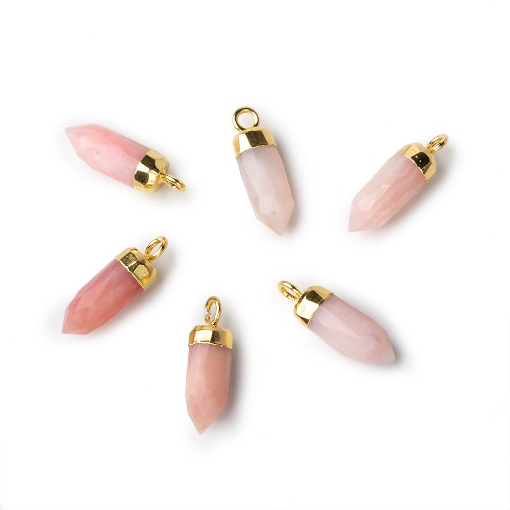 16x5mm Gold Leafed Pink Peruvian Opal Spike Pendant 1 piece