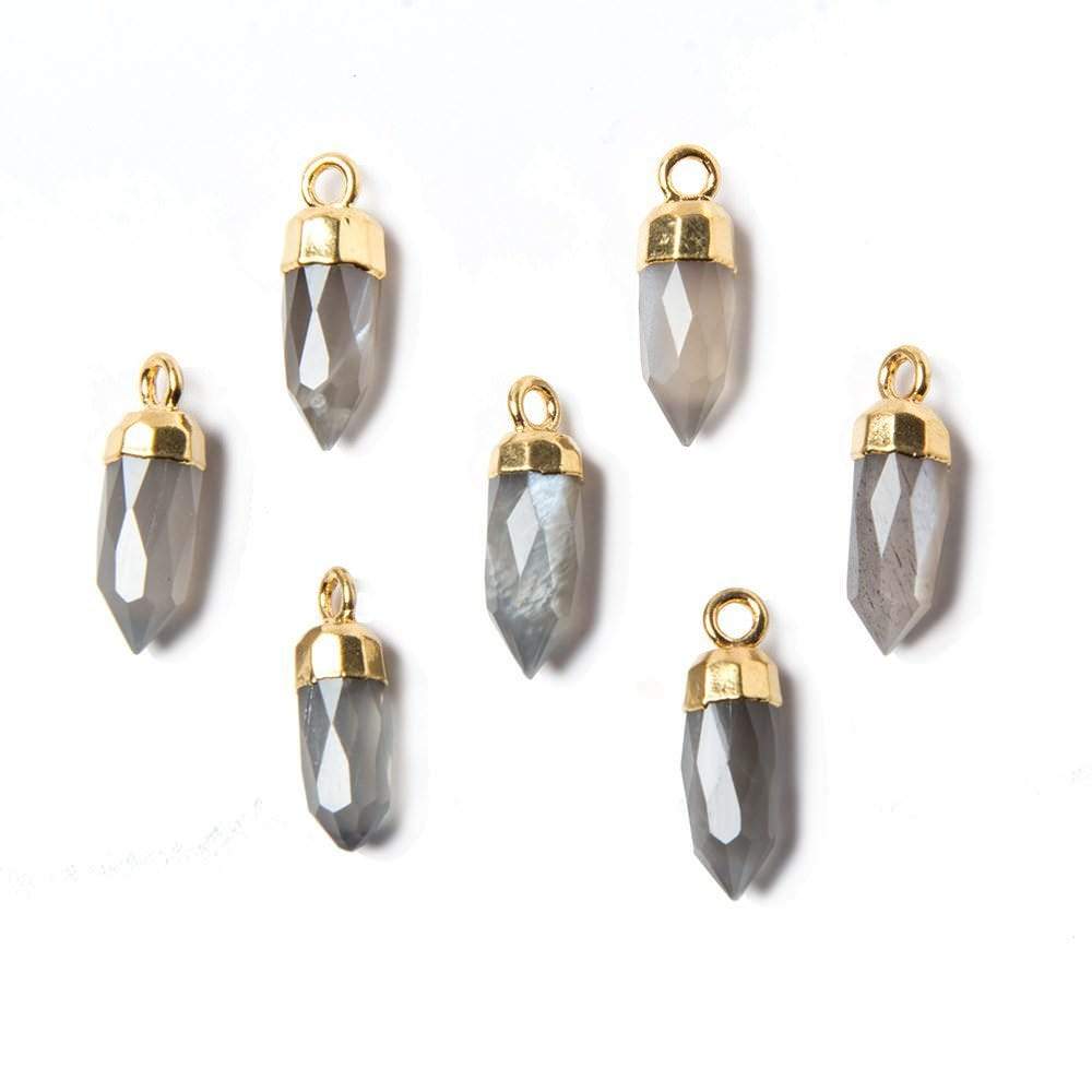 16x5mm Gold Leafed Platinum Grey Moonstone Spike Pendant 1 piece