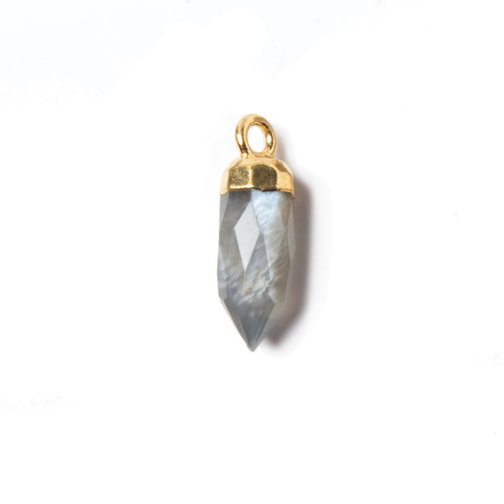 16x5mm Gold Leafed Platinum Grey Moonstone Spike Pendant 1 piece