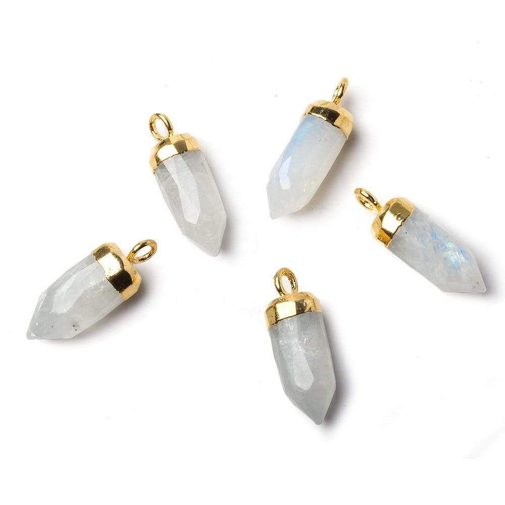 16x5mm Gold Leafed Rainbow Moonstone Spike Pendant 1 piece