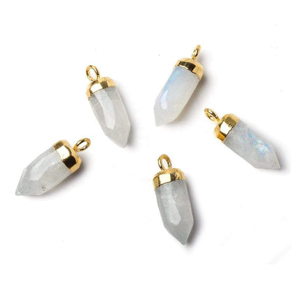 16x5mm Gold Leafed Rainbow Moonstone Spike Pendant 1 piece