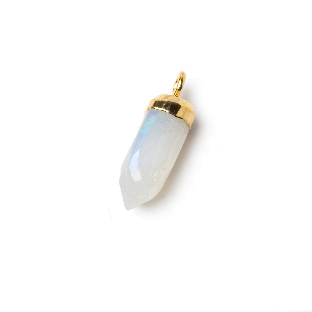 16x5mm Gold Leafed Rainbow Moonstone Spike Pendant 1 piece