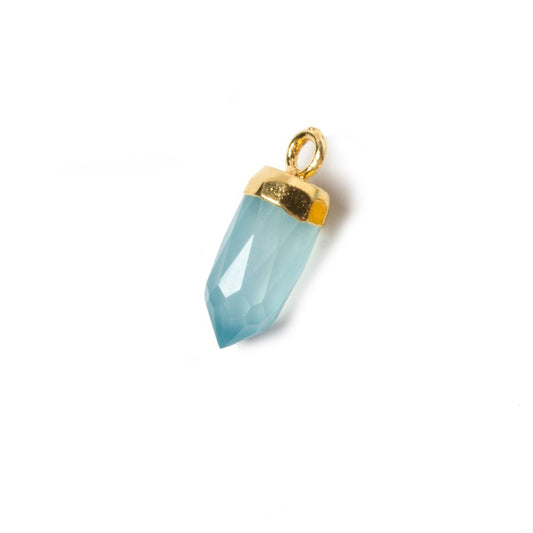 16x5mm Gold Leafed SeaBlue Chalcedony Spike Pendants 1 piece