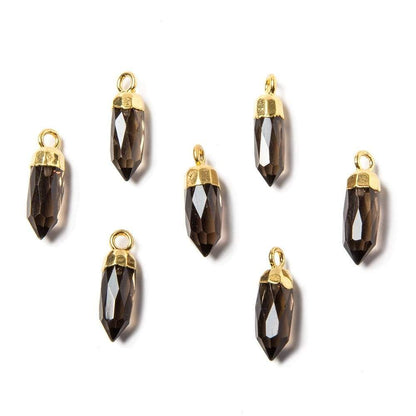 16x5mm Gold Leafed Smoky Quartz Spike Pendant 1 piece