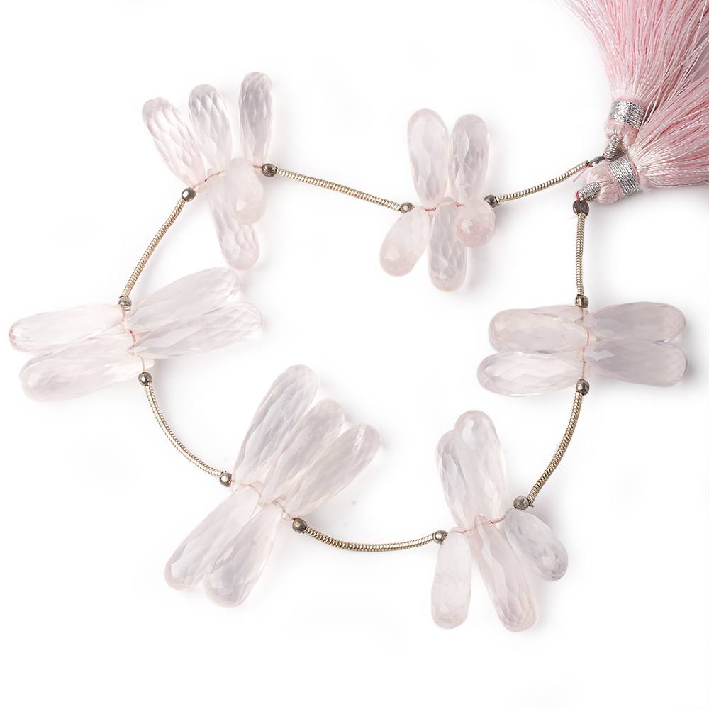 16x6-23x7mm Rose Quartz Tear Drop Beads 8 inch 30 pieces