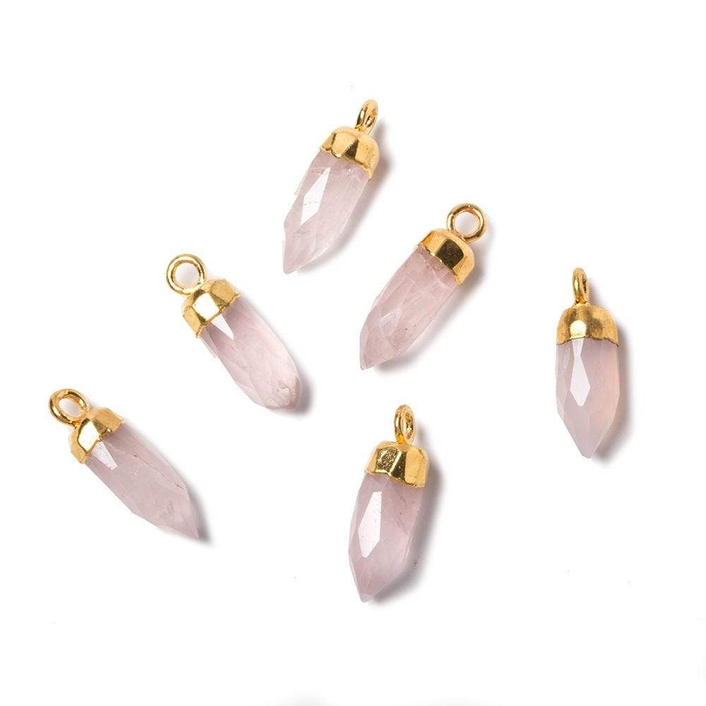 16x6mm Gold Leafed Rose Quartz Spike Pendants 1 piece