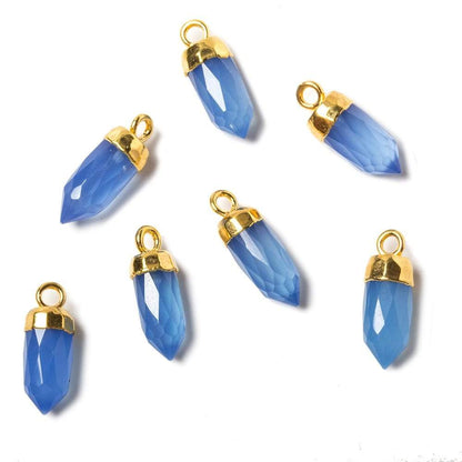 16x6mm Gold Leafed Santorini Blue Chalcedony Spike Pendants 1 piece