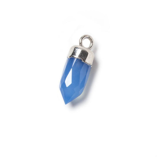 16x6mm Silver Leafed Blue Chalcedony Spike Pendants 1 piece