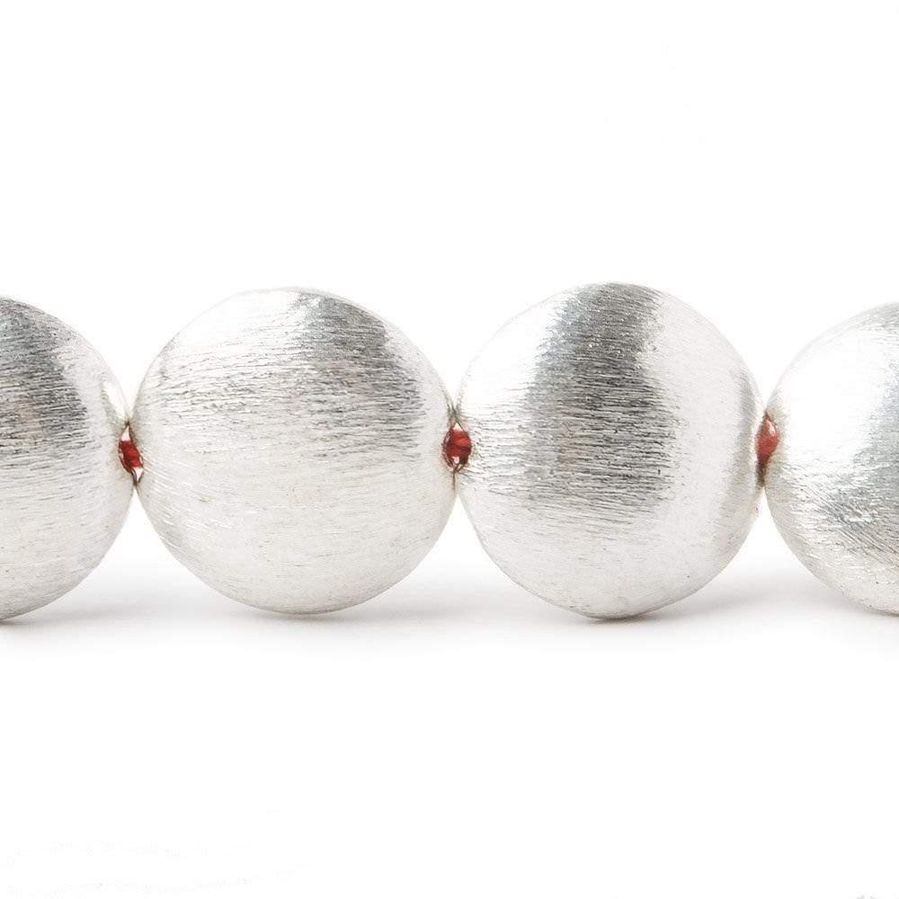 16x6mm Sterling Silver Plated Copper Coin, Brushed Finish 8 inch 13 pcs